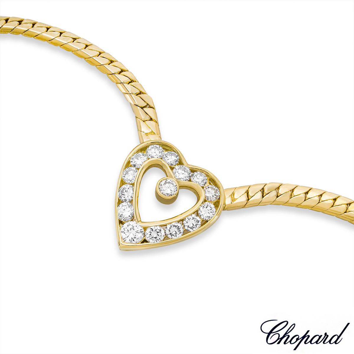 Chopard Yellow Gold Diamond Heart Necklace 0.94ct TDW